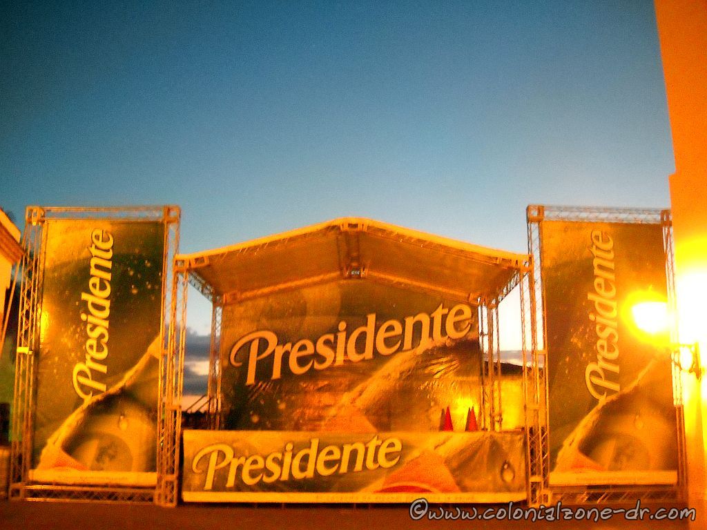 The Presidente Beer stand in the morning light